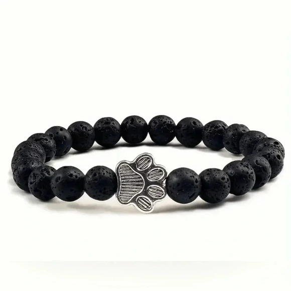 Dog Paw Beaded Bracelet Set of Three Teal White Black - Picture 6 of 10